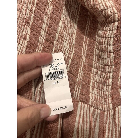 New American Eagle Women’s Mauve Striped Halter Backless Jumpsuit Size Medium - Picture 4 of 7